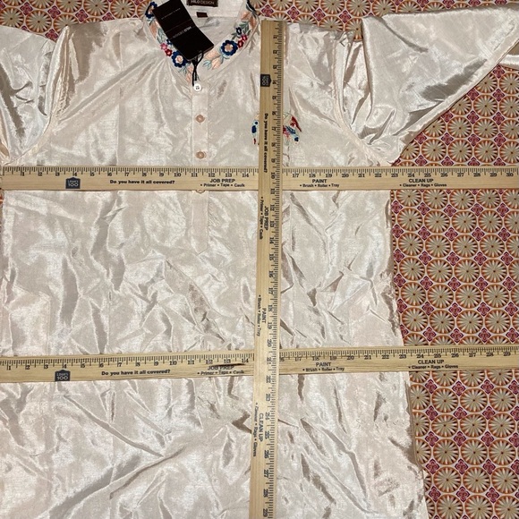 Hilo Design Men’s Embroidered Kurta | Pale Peach with Elephant Embroidery - Picture 5 of 16